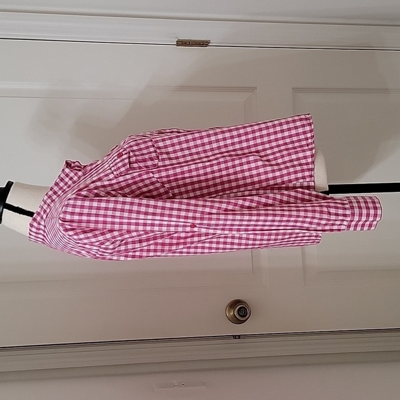 Sugar Rain Size M Pink White Gingham Button Down Long Sleeve Shirt - Picture 5 of 12